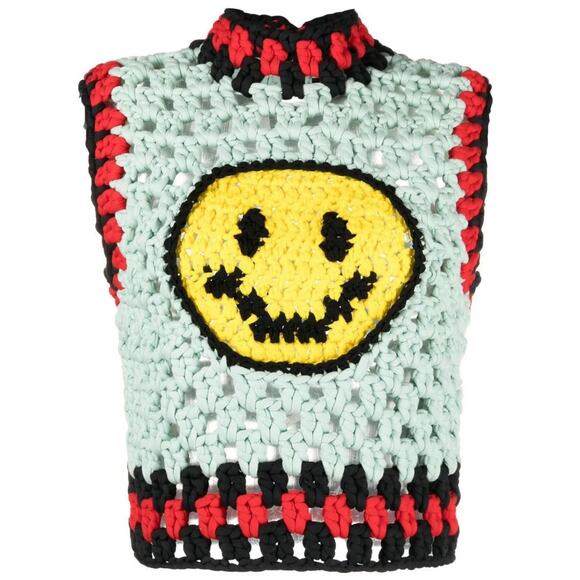 Meryll Rogge Smiley Crocheted Cotton-Blend Sweater Vest - M Mint - Picture 6 of 6